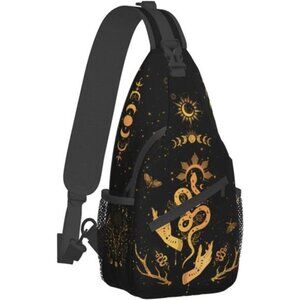 Witchy crossbody bag moon moth mushroom sling bag womens gothic travel purse